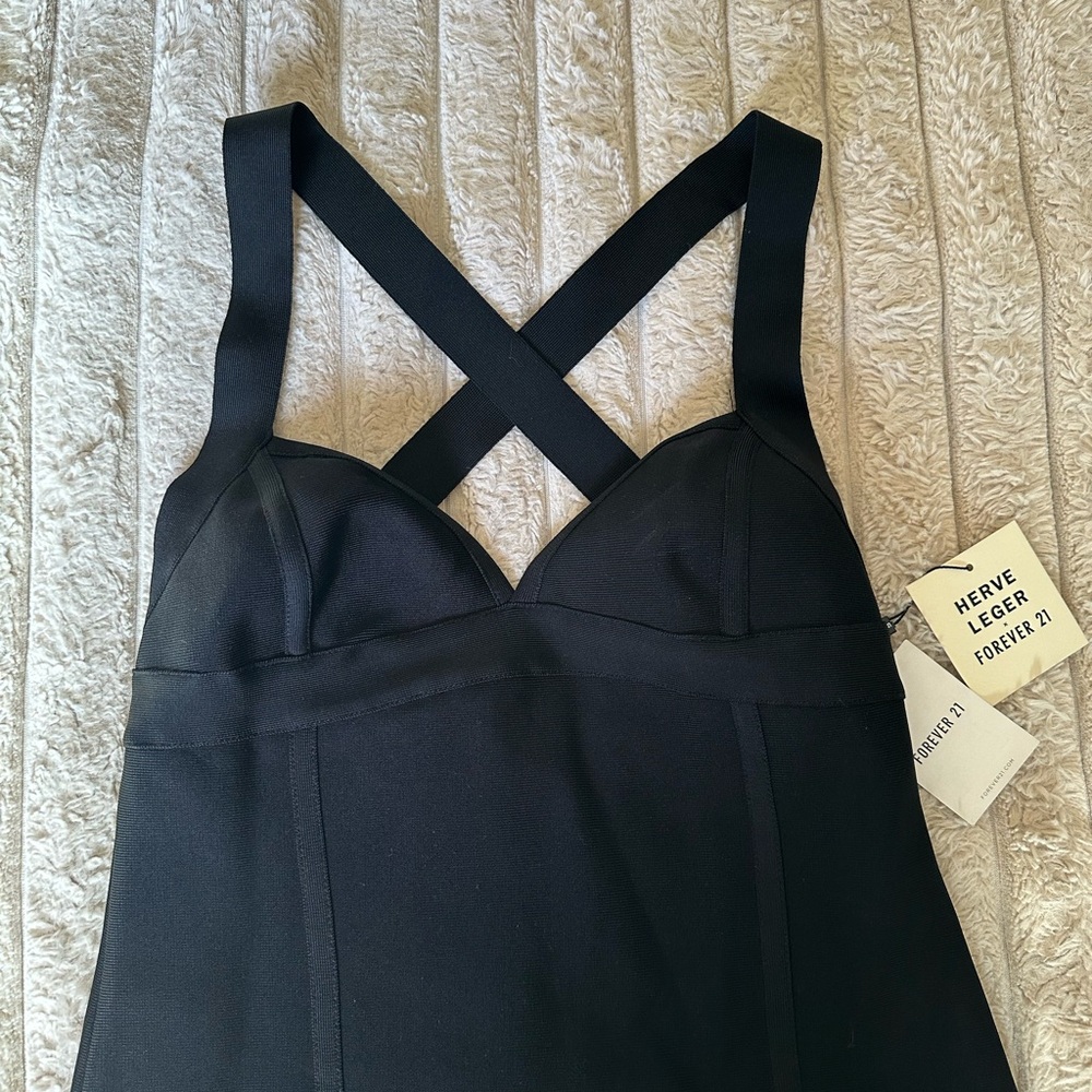 Herve Leger Black Cross-Back Dress